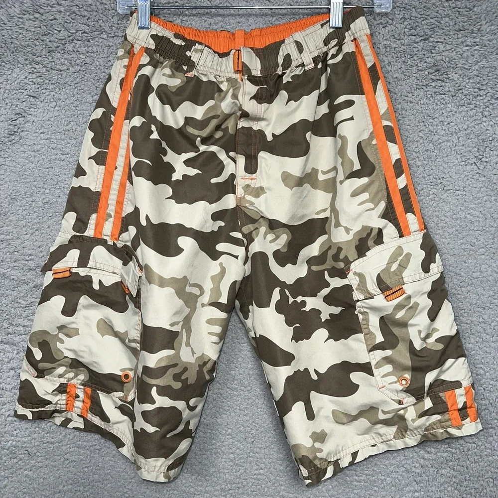 A.P. Co‎ Shorts Mens Sz L Orange Desert Camouflage Camo Reversible Cargo Stretch
